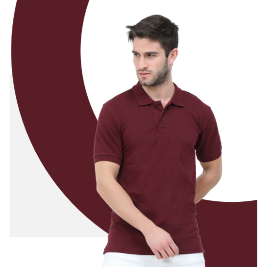 First Leaf Tshirt - Maroon with Jacquard Collar