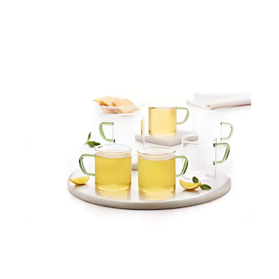 Borosil - Set Of 6 Colour Mugs Green Handle