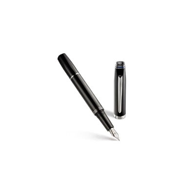 Lapis Bard - Contemporary Dark Metal Chrome Trims Fountain Pen